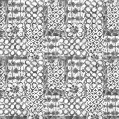 Gray and white color fabric tie dye pattern ink , background. Tie dye two tone clouds . Shibori, tie dye, abstract batik brush seamless