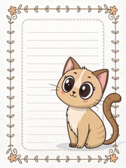 Illustration of a cat for a children's notebook