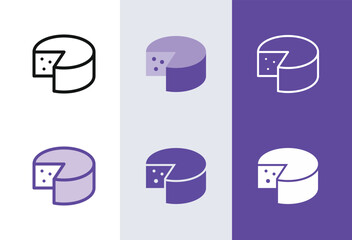 Round cheese carton icon. Gouda cheese milk box symbol in 4 styles - solid, outline, flat, duotone.
