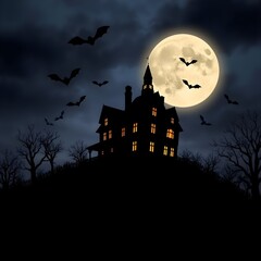 Fototapeta premium Fantastic Haunted House Silhouette 33