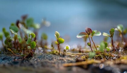 鮮やかな緑の植物群生クローズアップ 水滴 光沢のある葉