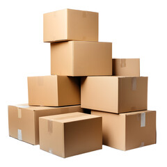 Fototapeta premium Efficient Shipping Operations with Brown Cardboard Boxes in Warehouse