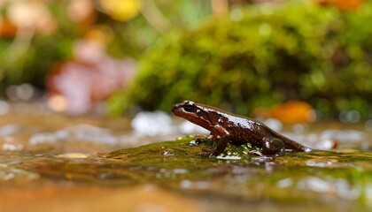 Close-up of small frog on rock