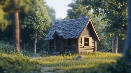 Fototapeta premium style simulation of small cabin with an organic texture style