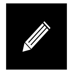 Simple white pencil icon with a sharpened tip isolated on transparent background