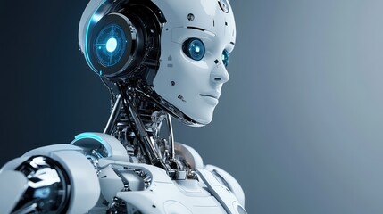 Fototapeta premium technology focusing on healthcare robot in high contrast style