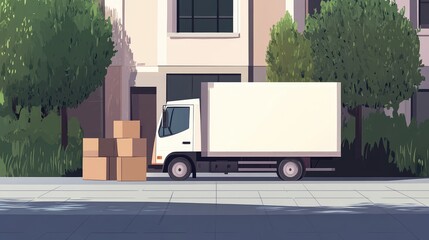 truck stylized animated scene of moving day minim