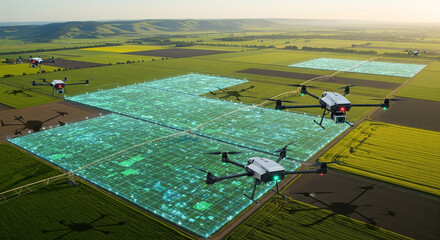Drones survey agricultural fields with virtual data mapping for smart farming