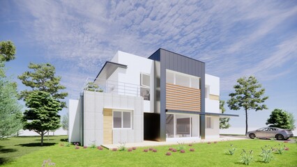 Fototapeta premium modern house in the park