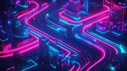vibrant neon style roadmap layering