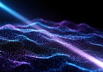 Fototapeta premium Abstract Glowing Particle Wave and Light Rays