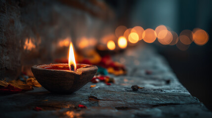 Diwali diya lights celebration: traditional hindu festival of lights background image