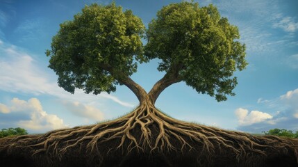Two trees entwined, powerful roots