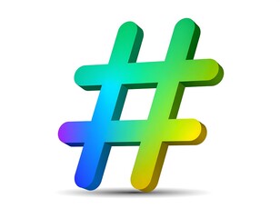 Fototapeta premium Vibrant rainbow hashtag symbol