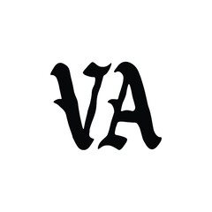 VA monogram logo design letter text name symbol monochrome logotype alphabet character simple logo