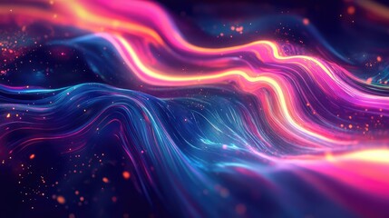 Obraz premium vibrant neon style flowing aurora