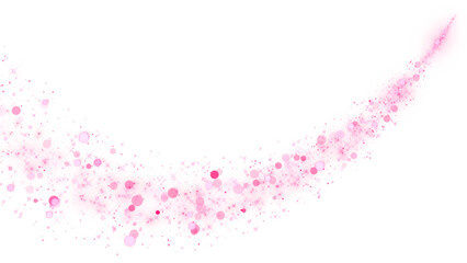 pink stars and glowing glitter dust and bokeh lights wave trail isolated on transparent background,png red sparkle design element	