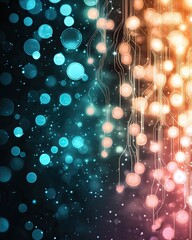 Abstract Technology Background with Circuits and Bokeh Lights