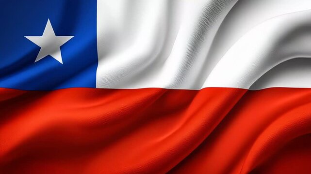 The Chile National Flag waving in the wind
