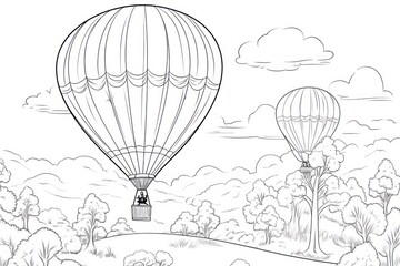 Obraz premium Air balloon sketch aircraft vehicle.