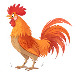 Cartoon rooster isolated on white background