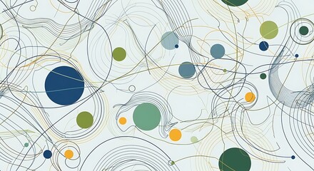 Abstract network of interconnected circles and lines, representing data flow and digital connections.