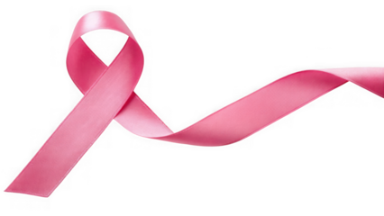 Pink ribbon symbol of breast cancer awareness isolated on transparent background