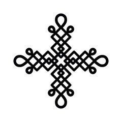 Celtic cross. Linear hand-drawn style on a white background.