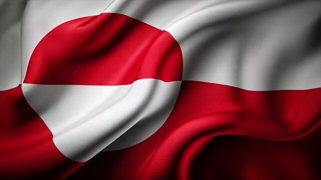 The Greenland National Flag waving in the wind