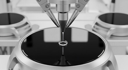 Precision Automated Manufacturing: Close-up of Robotic Arm Assembling Smartwatch Components.