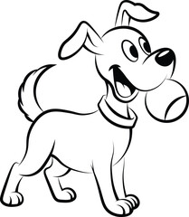 cute dog is playing a ball vector outline