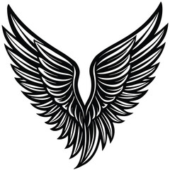 Elegant single angel wing line art design with classic typography elements