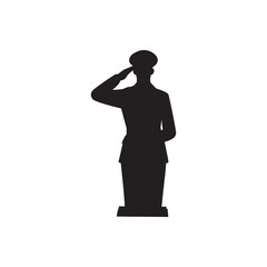 Saluting soldier silhouette. Minimalist silhouette of a soldier saluting, patriotic concept for posters and icons.