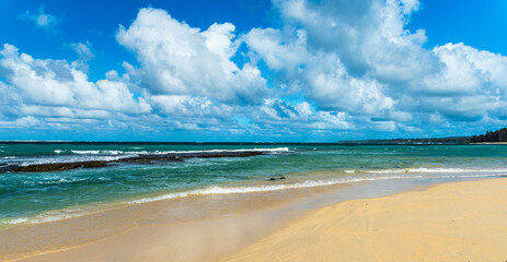 tropical beach with blue sky