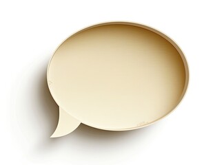 A pale-yellow, oval speech bubble with a subtle shadow, isolated on a white background, suggesting conversation or communication