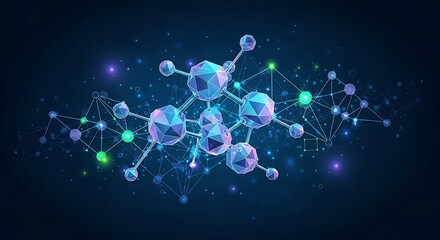Abstract polygonal molecule structure illustration for science and technology concepts