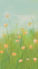 Flowers grassland backgrounds painting outdoors.