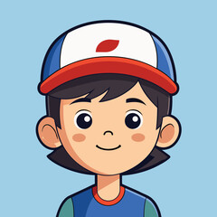 Playful cartoon boy wearing a cap rendered as a vibrant cmyk vector illustration