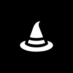Minimalist Witch Hat Vector Illustration on Black