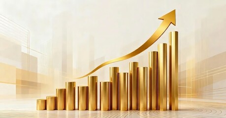 明るい背景に金色の成長チャート