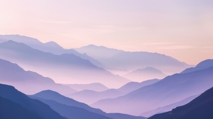 Obraz premium Mountain Sunrise/Sunset Landscapes: Misty Valleys, Blue Skies & Forest Hill Silhouettes