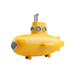 yellow submarine 3d illustrarion isolated on transparent background