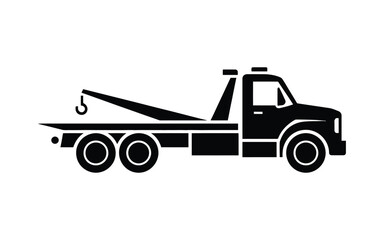 Naklejka premium Tow truck silhouette side view on transparent background black silhouette of breakdown truck