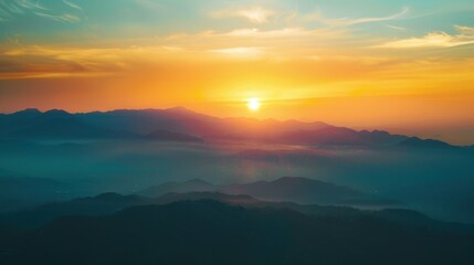 Mountain Sunrise/Sunset Landscapes: Misty Valleys, Blue Skies & Forest Hill Silhouettes