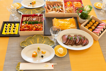 手作り洋風おせち料理 イタリアンおせち お正月 テーブルセッティング