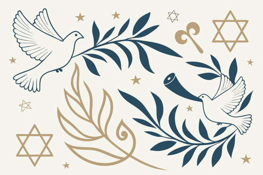 Yom kippur festival pattern with dove motifs and religious symbolism for celebratory designs