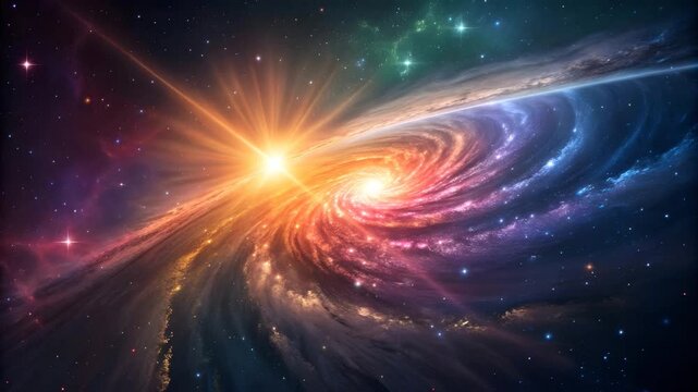Illustration of a stunning cosmic dance of light and color, where stars ignite the canvas of the universe with vibrant hues