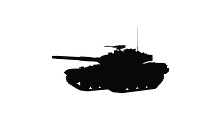 A black and white depiction of a military tank striking silhouette © Kuntol02