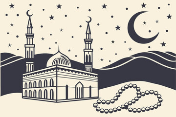 Islamic hajj festival kaaba silhouette seamless repeating pattern design for cultural and religious celebrations
