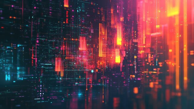 futuristic dreamy transition of the technology interface glitch